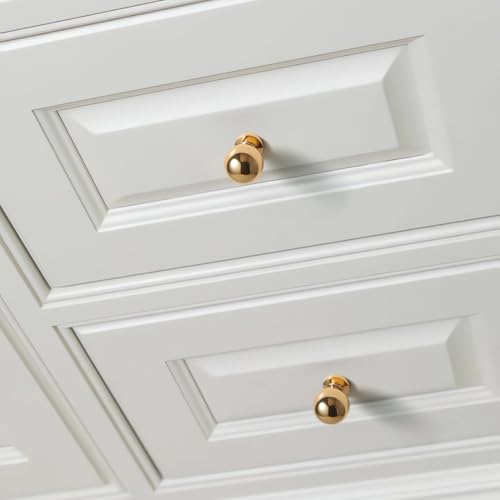 YAGU Modern 10 Pack Polished Brass Kitchen Drawer Knobs Cabinet Pulls Bright Gold Dresser Furniture Hardware for Cupboard Door Wardrobe Closet - Image 3