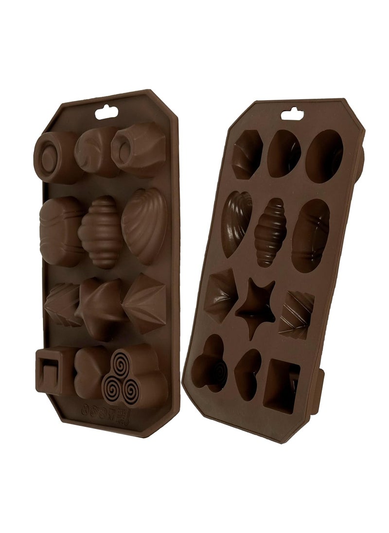 Karp KARP Silicone Chocolate Molds,12-Cavities Food Grade Silicone Mix Shape Candy Molds Non-Stick Baking Molds for Cake Toppers,Ice Cubes,Jello,Chocolate,Candies (2PK)  - Image 5