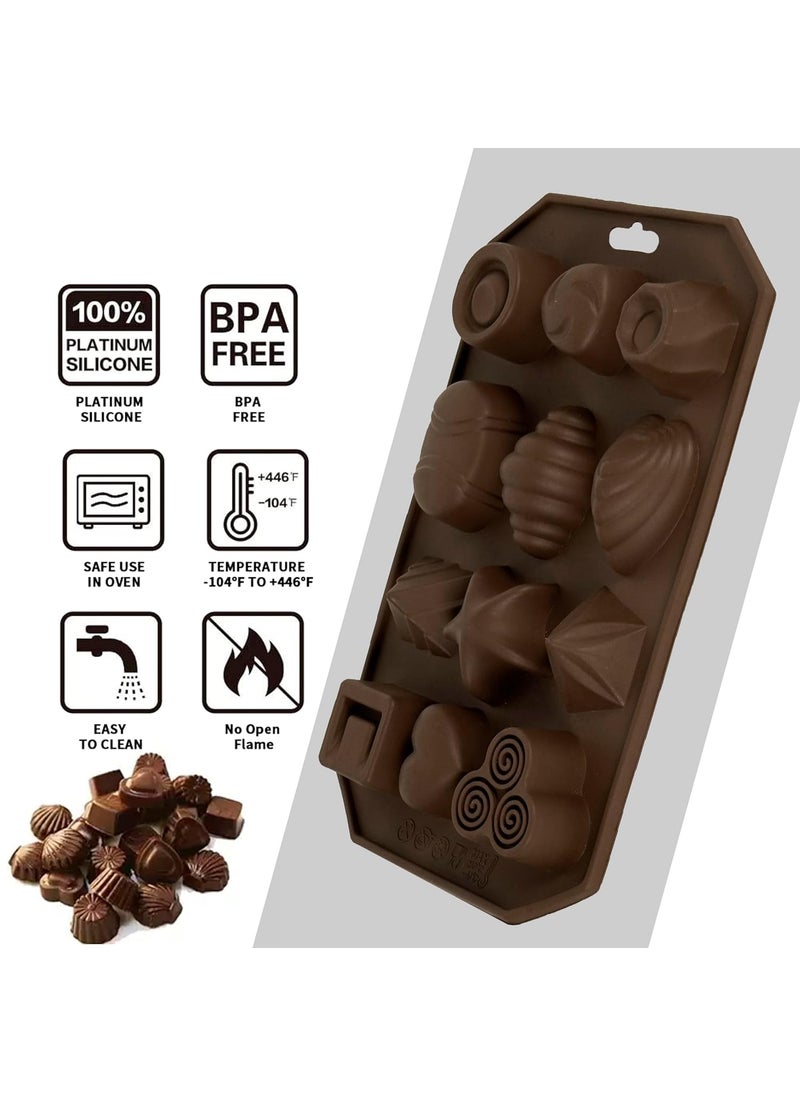 Karp KARP Silicone Chocolate Molds,12-Cavities Food Grade Silicone Mix Shape Candy Molds Non-Stick Baking Molds for Cake Toppers,Ice Cubes,Jello,Chocolate,Candies (2PK)  - Image 4