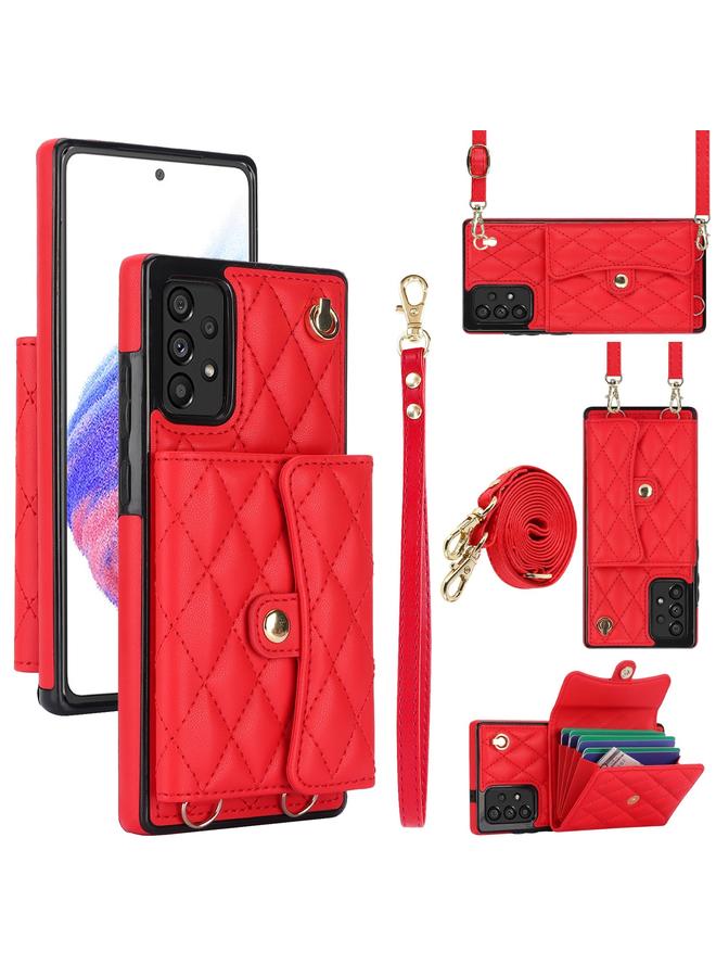S-TOP Case For Samsung Galaxy A54 5G Crossbody Rhombic Horizontal Wallet Leather Phone Case - Image 1