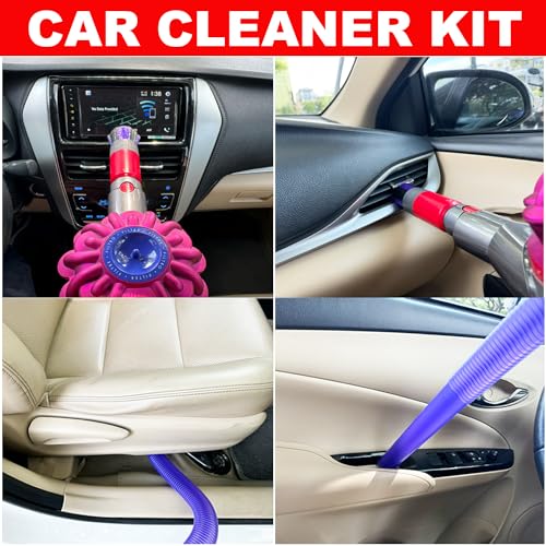 ENUKYCOM For Dyson V7 V8 V10 V11 V15 Vacuum Accessories & Attachment -Traceless Dust Brush & Dryer Vent Cleaner Kit - Refrigerator Condenser Coil Brush- Flexible Crevice Tool for Small Crevice & Car Detailing - Image 3