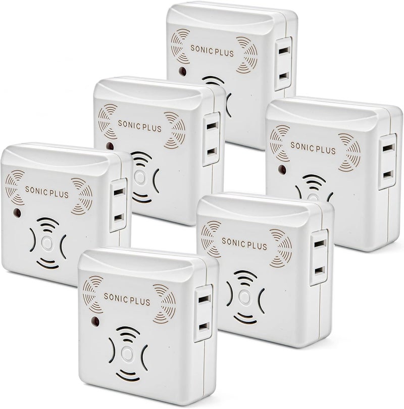 Riddex Riddex Sonic Plus Ultrasonic Pest Repeller, Plugs in with extra Outlets Indoor Use - Insect Repellent - Bug Repellents for Home Defense - Protect Against Rodents & Insects, Chemical Free(6 Pack White) 