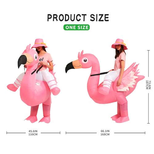 One Casa Inflatable Flamingo Costume Riding On Flamingo Air Blow up Funny Fancy Dress Party Halloween Costume for Adult - Image 4