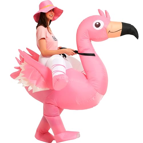 One Casa Inflatable Flamingo Costume Riding On Flamingo Air Blow up Funny Fancy Dress Party Halloween Costume for Adult - Image 5