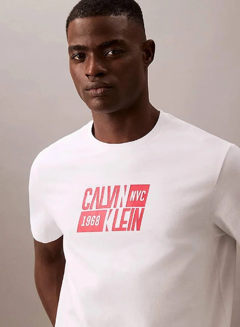 Calvin Klein Jeans Brilliant White Classic Sport Logo T-Shirt for Men | Best Price UAE