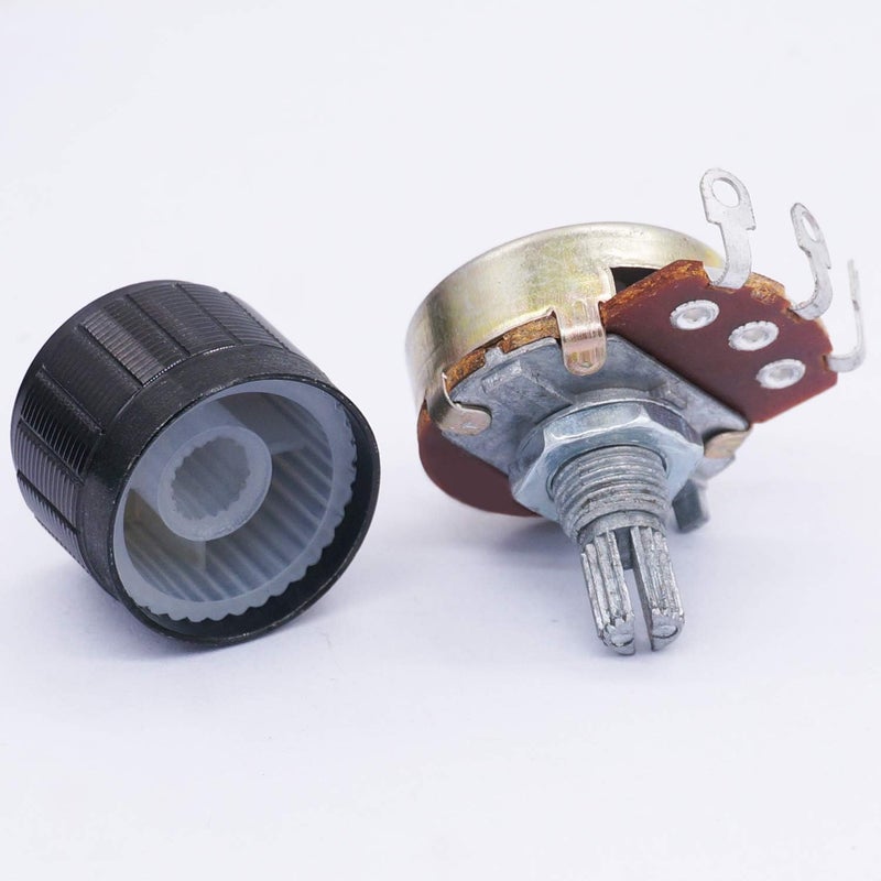 TWTADE / 3pcs Wh138 100k ohm Potentiometer Single Turn Rotary Linear Variable Potentiometer +3pcs black Aluminum alloy knob - Image 5