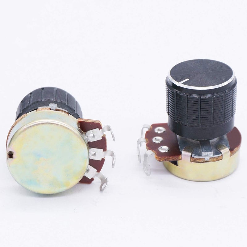TWTADE / 3pcs Wh138 100k ohm Potentiometer Single Turn Rotary Linear Variable Potentiometer +3pcs black Aluminum alloy knob - Image 4