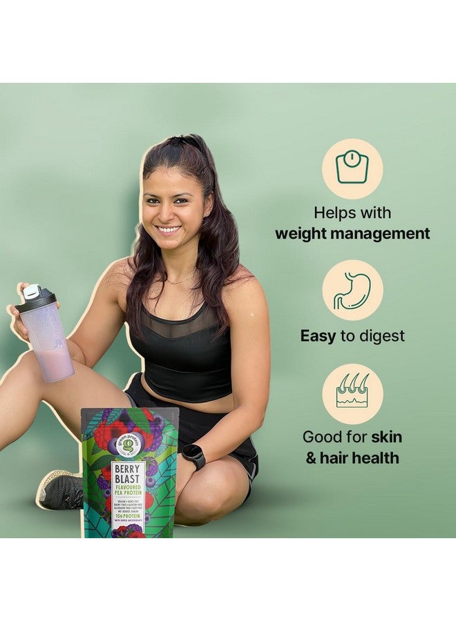 GREEN PROTEIN بروتين أخضر مسحوق بروتين البازلاء المعزول، بروتين نباتي نباتي، 15 جرام بروتين لكل حصة، بدون سكر مضاف، 100% نباتي، خالي من الصويا، خالي من الألبان، خالي من مسببات الحساسية، نكهة توت العليق، عبوة من 12، 23 جرام لكل منها - Image 4