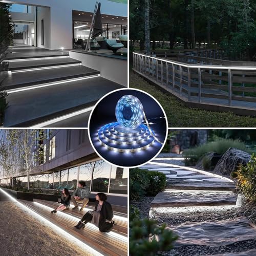 Ousam Led Solar LED Strip Lights Outdoor Waterproof 19.6FT 180 LED White Cuttable Solar Powered Tape Light for Outside, Pool, Stair, Driveway, Canopy, Christmas, Accent Lighting (Upgraded Version) - Image 5