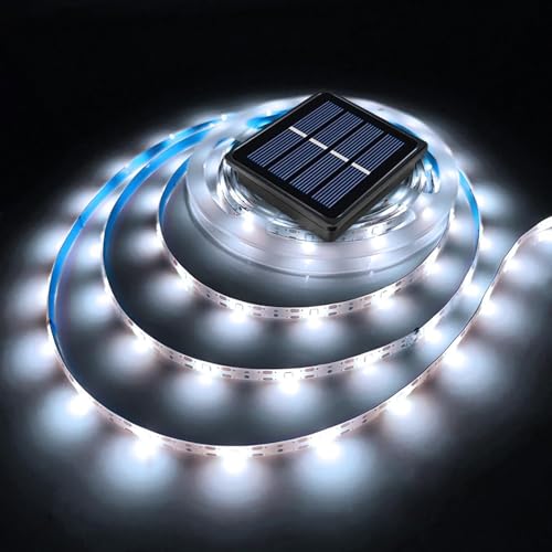 Ousam Led Solar LED Strip Lights Outdoor Waterproof 19.6FT 180 LED White Cuttable Solar Powered Tape Light for Outside, Pool, Stair, Driveway, Canopy, Christmas, Accent Lighting (Upgraded Version) - Image 1