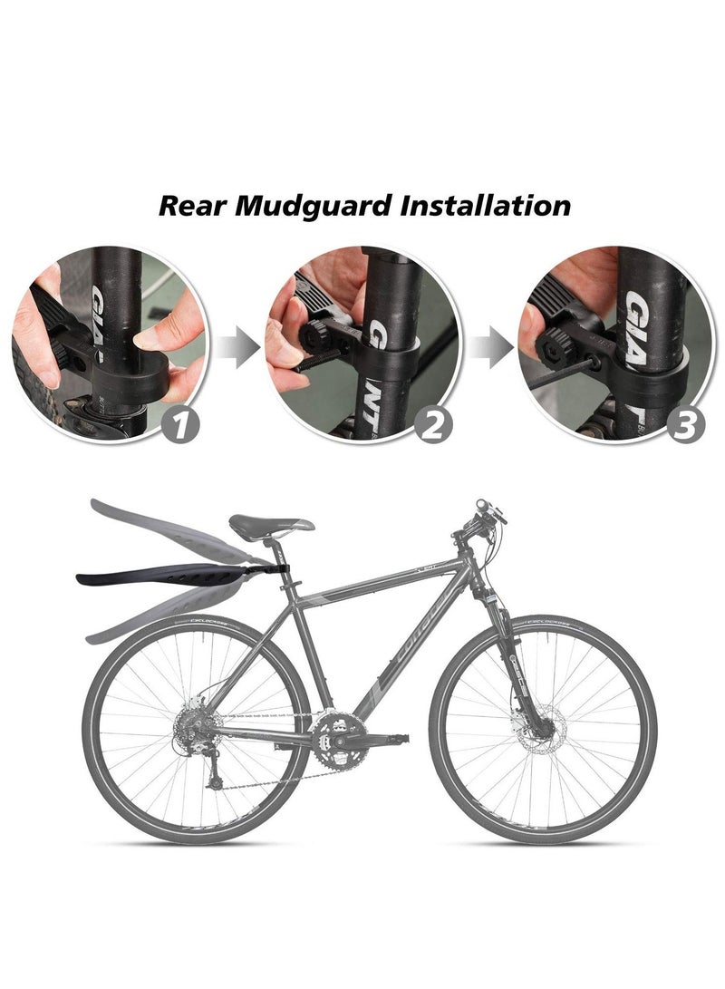SYOSI Bicycle Mudguard, Full Coverage Thickened and Widened Mountain Bike Rain Cover Adjustable 3 Pieces Mudguard Suitable for 24-28 Inch Mountain Road Bike (3 Pieces 1 Set) - Image 4