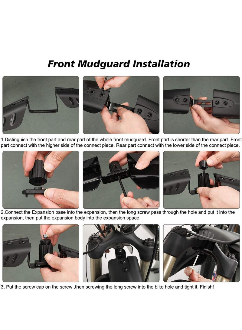 SYOSI Bicycle Mudguard, Full Coverage Thickened and Widened Mountain Bike Rain Cover Adjustable 3 Pieces Mudguard Suitable for 24-28 Inch Mountain Road Bike (3 Pieces 1 Set) - Image 5