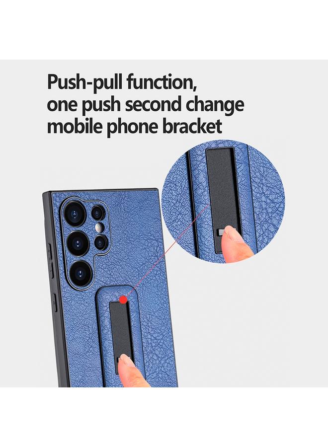 S-TOP Case For Samsung Galaxy S21 Ultra 5G PU Leather Push-pull Bracket Shockproof Phone Case - Image 5