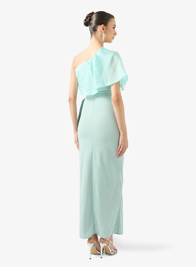 Namshi x One Shoulder Embellished  Drape Dress With Slit