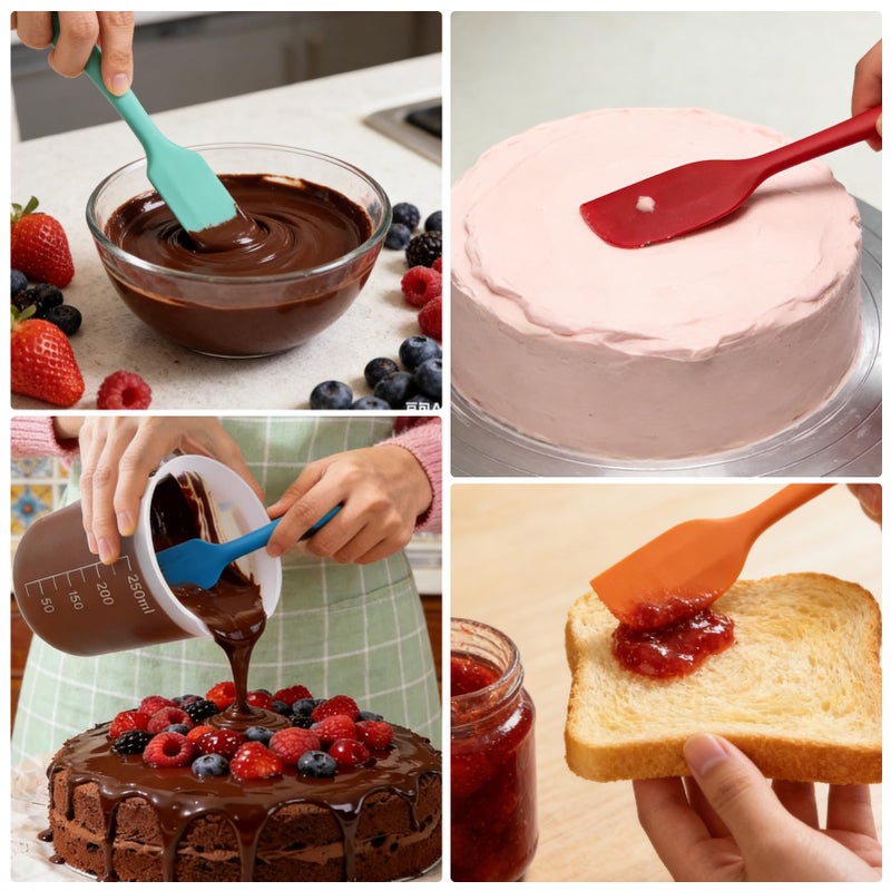 Juome Silicone Chocolate Melting Cup Set with 4PCS Silicone Measuring Cups for Melting Chocolate (250ml, 350ml) & 4PCS Jar Spatulas, Heat-Resistant, Baking Supplies Accessories for DIY Chocolate Molds - Image 4
