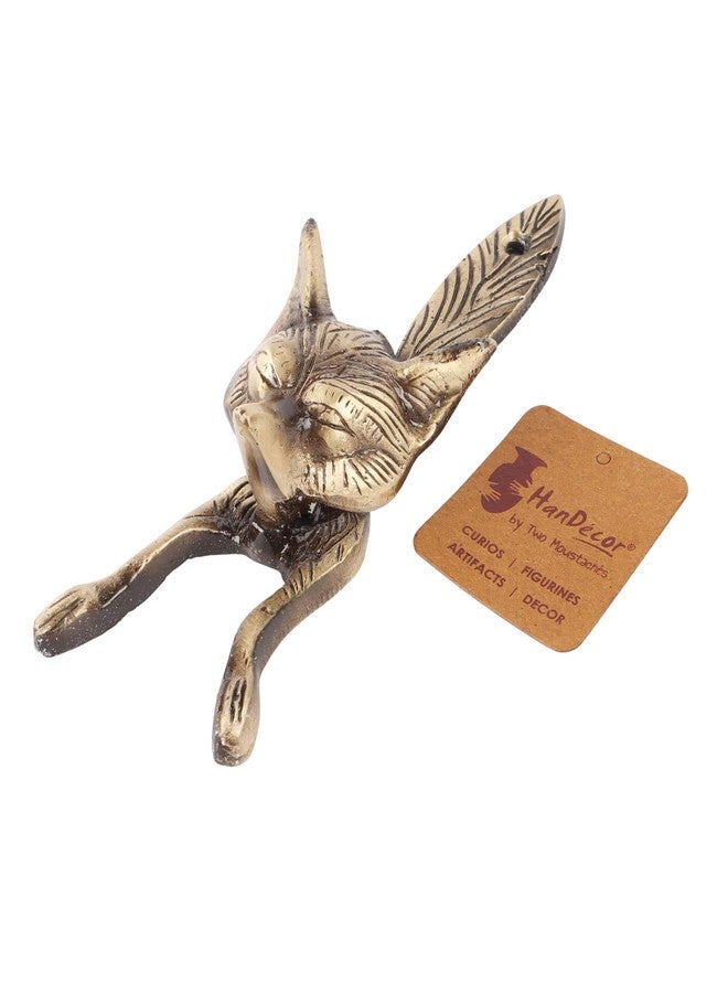 Two Moustaches Fox Head Design Brass Door Knocker (Standard, Antique Finish) - Image 2
