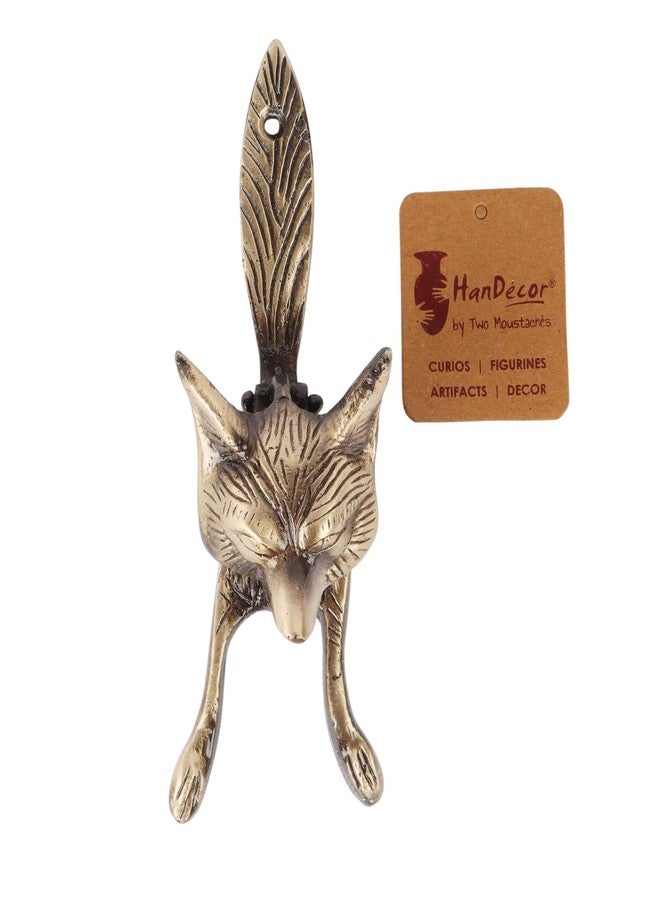 Two Moustaches Fox Head Design Brass Door Knocker (Standard, Antique Finish) - Image 1