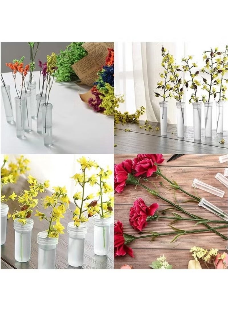 جيماتور 50 قطعة من أنابيب المياه الزهرية مقاس 2.8 بوصة، أنابيب مياه من البلاستيك الشفاف للزهور، أنابيب مياه للزهور، قوارير مياه على شكل زهرة الورد مع أغطية مطاطية، اعواد زهور لتزيين تنسيق الزهور الطازجة - Image 2