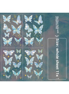 Generic Life Border Pet Hand Account Sticker Retro Photo Frame Landscaping Collage Pain Bag Card Decoration Material Sticker Asahi Special-Color:Bronzing Blue Butterfly Sticker  - Image 1