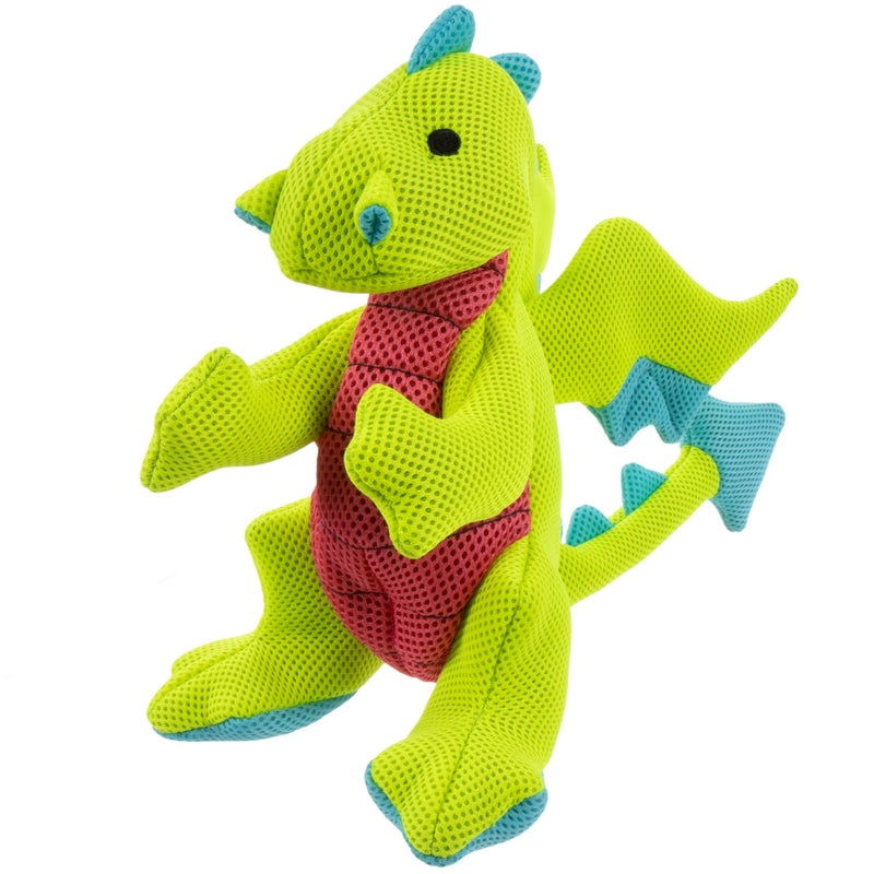 goDog Dragons Squeaky Plush Dog Toy with Double Chew Guard Technology, Durable Fabric & Squeaker for Active Play, Green, Large - Image 1