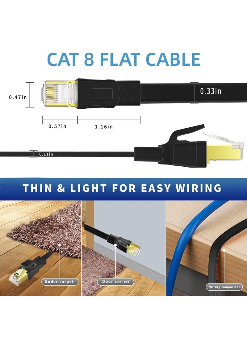 Cat8 Ethernet Cable, 30 Meters 40GBPS 2000Mhz Flat LAN Network Cable, High Speed Shielded Internet Network Patch Cord with Gold Plated RJ45 Connector for Modem, Router, Switch, PS5/PS4/PS3, Xbox - Image 5