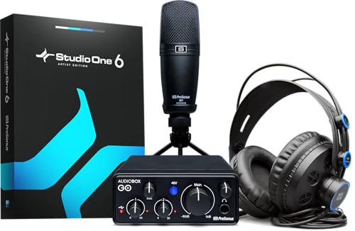 PreSonus AudioBox Go Creator Complete Studio Recording Bundle with USB Audio 96K Interface, Condenser Microphone, Professional Monitoring Headphones, and Studio One Pro DAW Software - Image 1