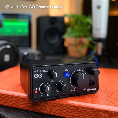 PreSonus AudioBox Go Creator Complete Studio Recording Bundle with USB Audio 96K Interface, Condenser Microphone, Professional Monitoring Headphones, and Studio One Pro DAW Software - Image 2