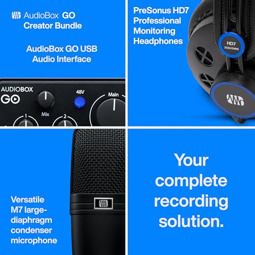PreSonus AudioBox Go Creator Complete Studio Recording Bundle with USB Audio 96K Interface, Condenser Microphone, Professional Monitoring Headphones, and Studio One Pro DAW Software - Image 4