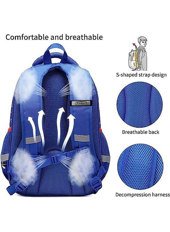 Frantic Waterproof Polyester 26 L School Backpack School Bag Daypack Picnic Bag For Boys & Girls(4Zipper_Blue_Moon_Print) - Image 4