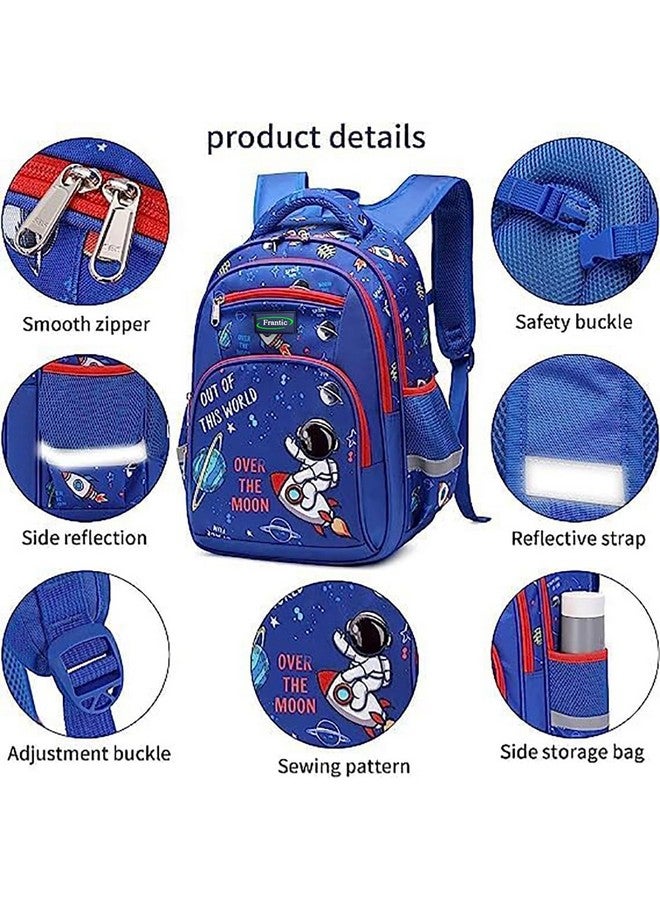 Frantic Waterproof Polyester 26 L School Backpack School Bag Daypack Picnic Bag For Boys & Girls(4Zipper_Blue_Moon_Print) - Image 3