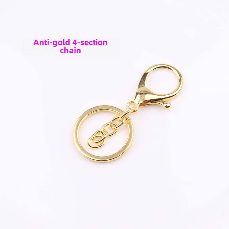 Generic New Metal Keychain DIY Kit - Lobster Clasp Charms Imitation Gold +4-section chain