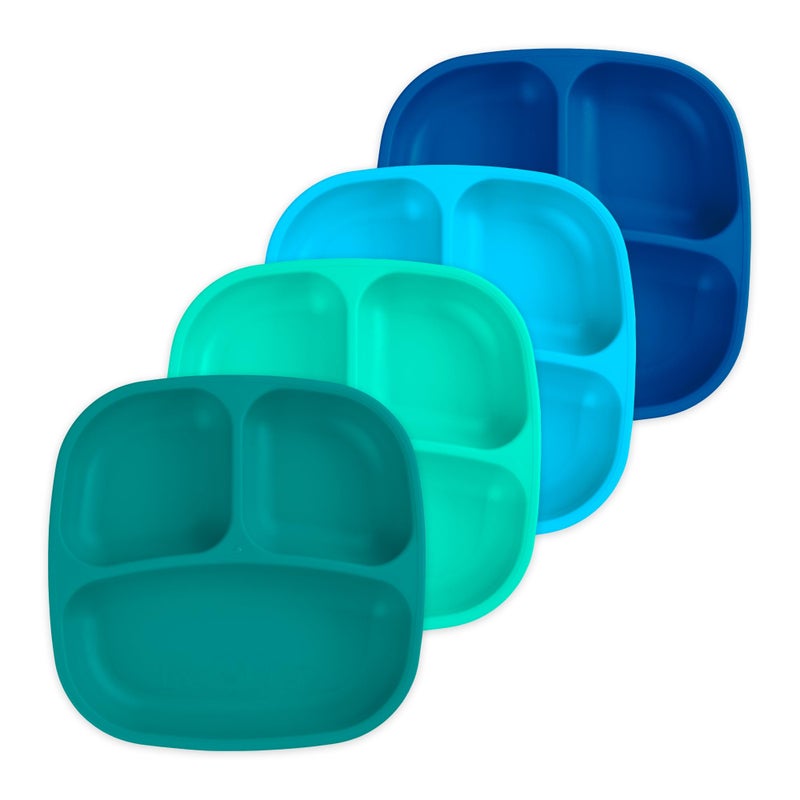 RePlay Toddler Plates with Dividers  DeepWalled 3 Compartments Divided Plates for Kids  Dishwasher  Microwave Safe  Made in USA  Set of 4737 x 737 x 125  True Blue