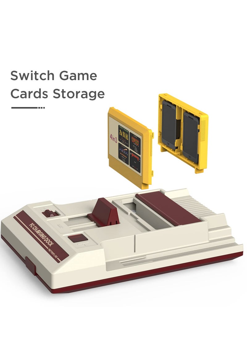 Excefore Charging Station Compatible with Nintendo Switch Joy Con Controllers,Classic Famicom JoyCons Charger Dock Stand for Switch/Switch OLED with Overcharge Protection&Cassette Game Card Storage  - Image 5