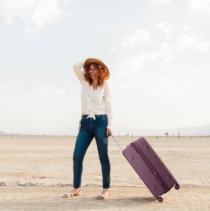 سيناتور Unisex Expandable Hard Case Luggage Lightweight PP Fashion Trolley Luggage with 4 Double Spinner Wheel and Safe Zippers KH1006-Purple - Image 2