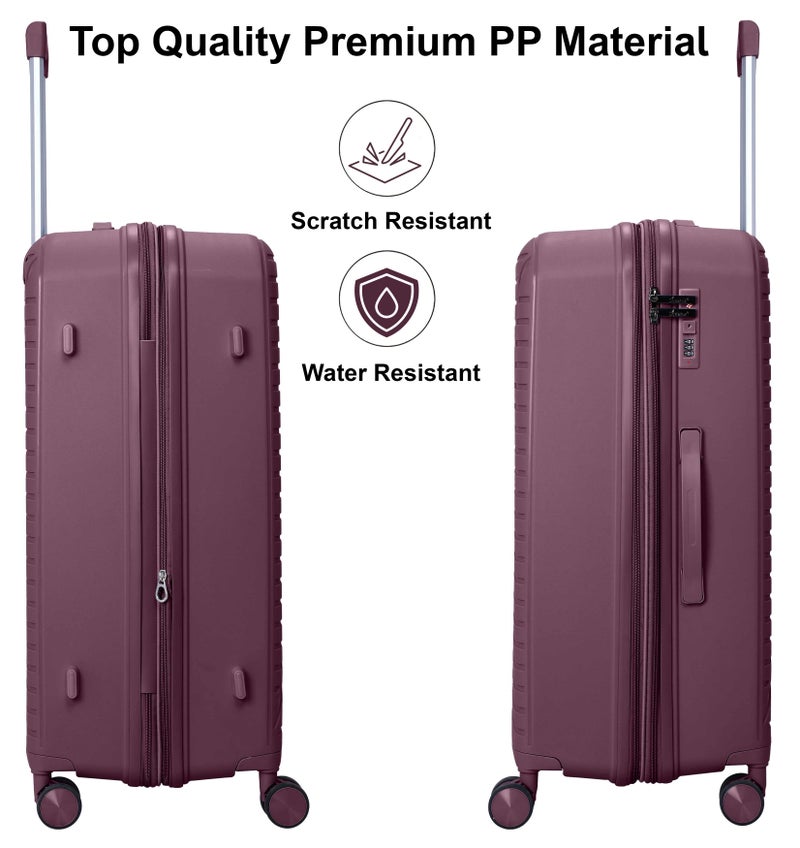 سيناتور Unisex Expandable Hard Case Luggage Lightweight PP Fashion Trolley Luggage with 4 Double Spinner Wheel and Safe Zippers KH1006-Purple - Image 3