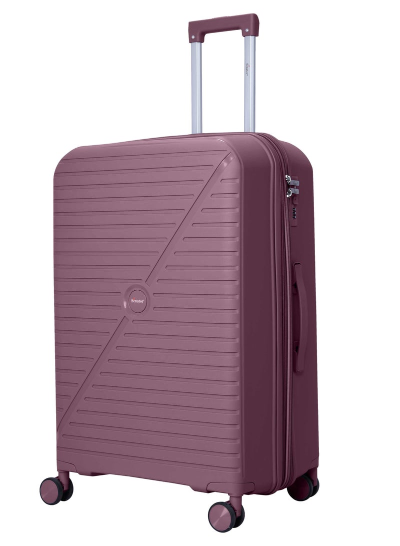 SENATOR Unisex Expandable Hard Case Luggage Lightweight PP Fashion Trolley Luggage with 4 Double Spinner Wheel and Safe Zippers KH1006-Purple - Image 1