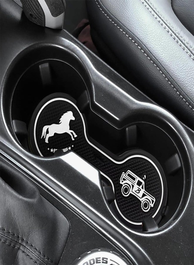 LSAUTO Car Cup Holder Coaster Compatible with Ford Bronco Offroad 2021-2025, Silicone Car Decorative Water Coaser, Bronco Car Accessories (White) - Image 3