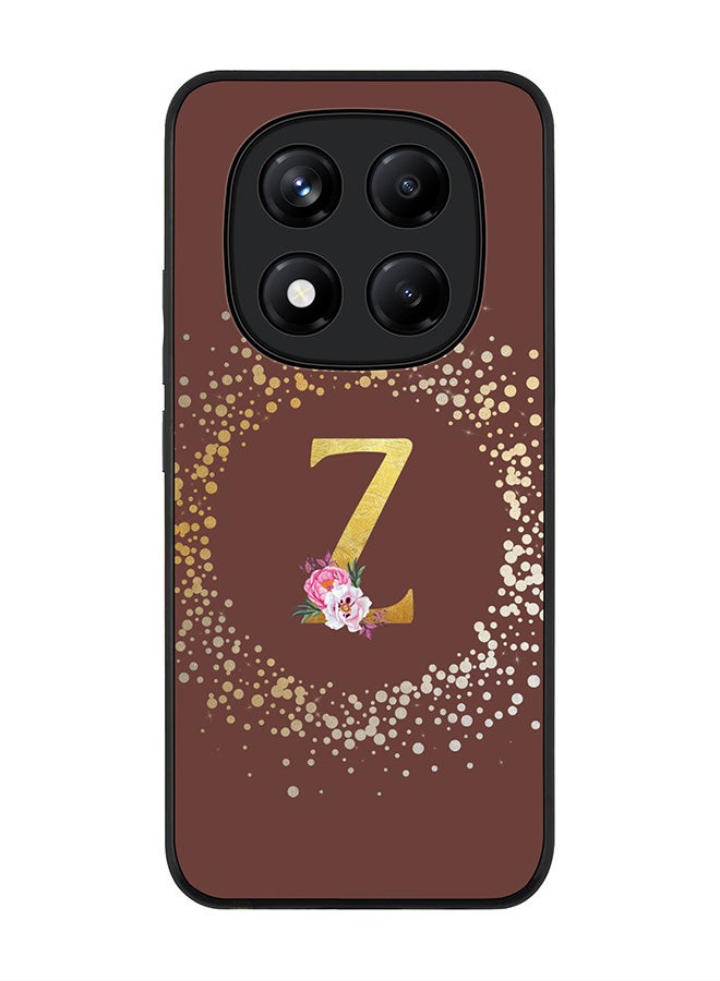 Stylizedd For Xiaomi Redmi Note 14 Pro 4G 4G Case,Slim fit Camera Protection, Shockproof Thin Phone cover  - Custom Monogram Floral - Z  (Brown ) - Image 1