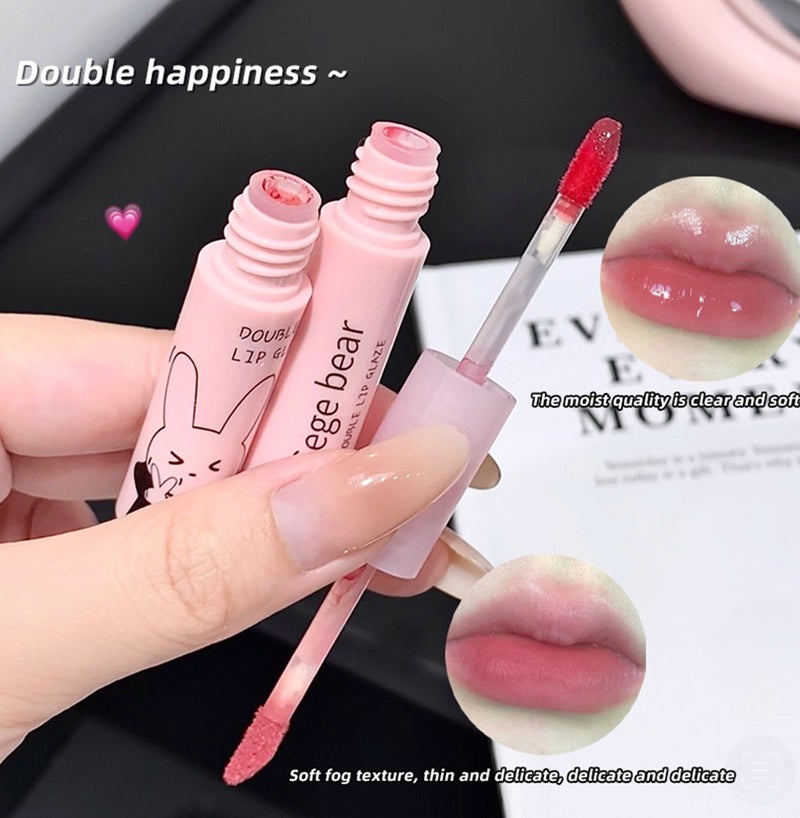 Gege Bear Double Ended Lip Glaze 2 in 1 Matte and Gloss Lip Tint Lightweight Non Sticky Hydrating Lip Makeup for Women 03 Milk Pomelo - Image 5