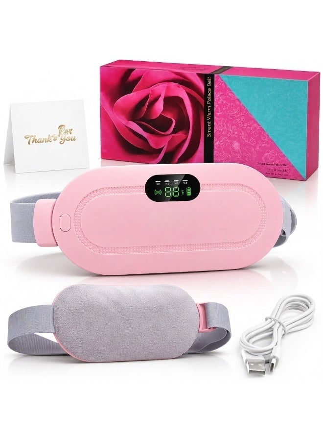 Cordless Rechargeable Menstrual Heating Pad for Period Pain Relief, Waist Belt with 3 Heat Levels & 4 Massage Modes, LED Display - Image 1