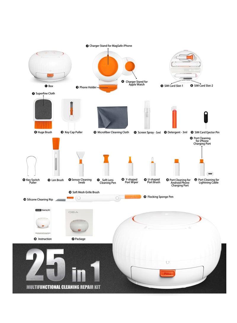 Zikra Laptop Keyboard Screen Cleaner Kit, 25-in-1 Electronic Clean Brush Tool for iPhone Airpod,  iPad Computer MacBook PC TV Monitor, Electronic Clean Brush Device for Earbud Headphone Camera - Image 2