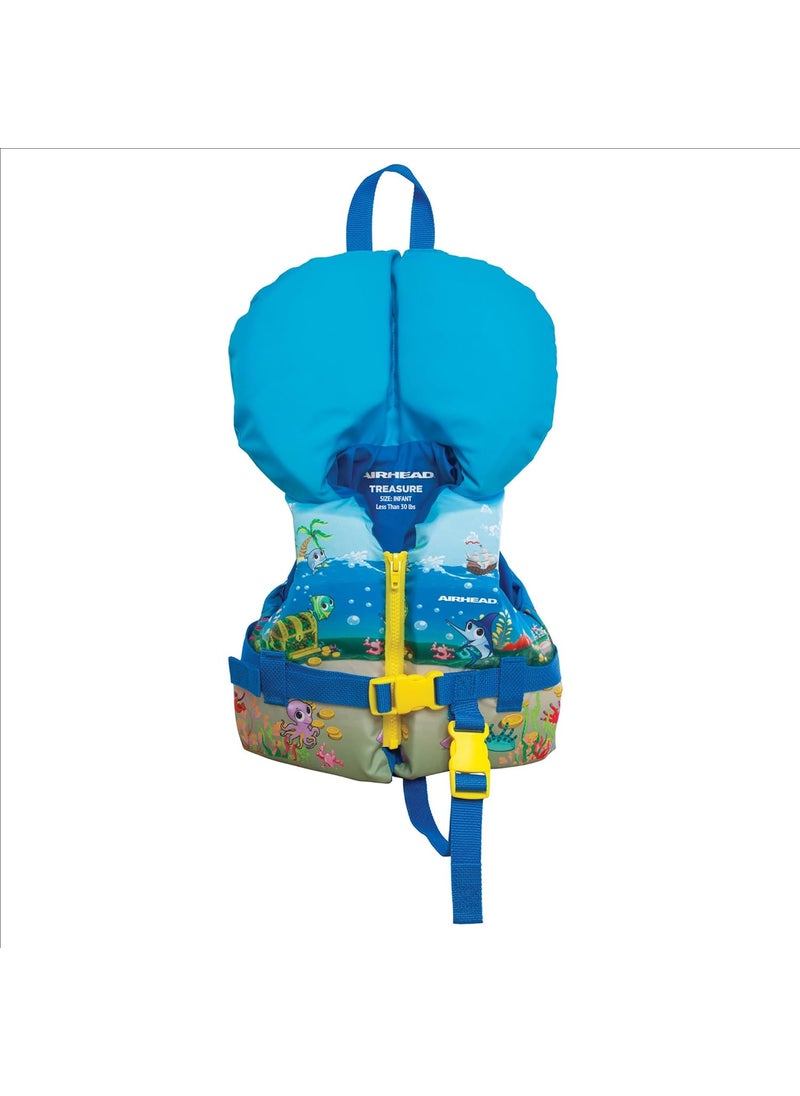 Airhead Airhead Treasure US Coast Guard Approved Secure Fit Type III Child 3050lbs Type II Infant under 30lbs Life Jacket Vest Blue  - Image 1