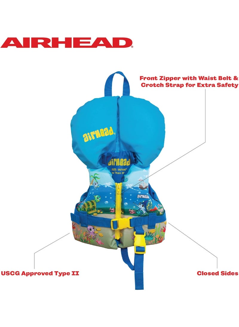 Airhead Airhead Treasure US Coast Guard Approved Secure Fit Type III Child 3050lbs Type II Infant under 30lbs Life Jacket Vest Blue  - Image 2