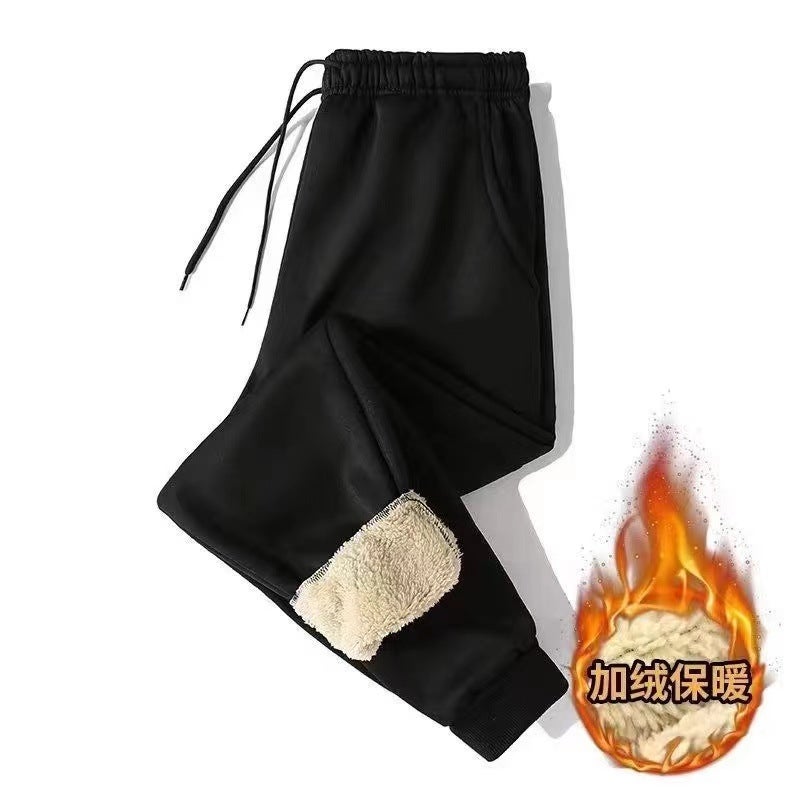 2023 New Mens Cotton Fleece Jogger Winter Thickened Casual Sweatpants Black fleece-lined [1023] Cabin D 