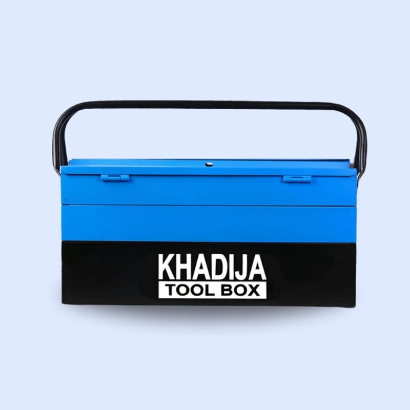 KHADIJA صندوق أدوات محترف كبير بخمسة أقسام بمقبض مزدوج KHADIJA باللون الأسود والأزرق - Image 2