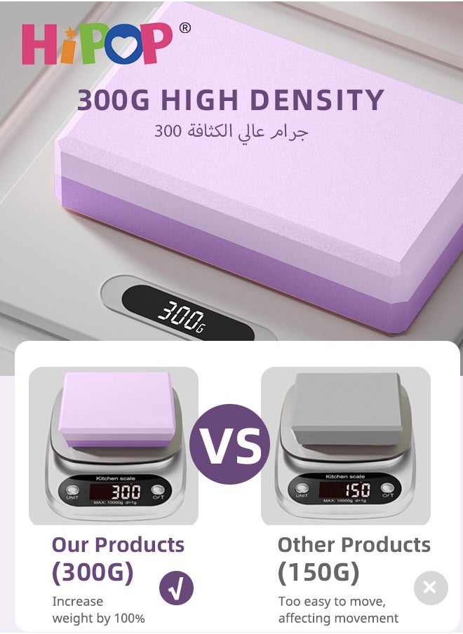 HIPOP 4Pcs Yoga Block Set, 300g High Density Yoga Bricks, EVA Foam Yoga Block with Non-Slip Surface, Gym Bricks for Yoga, Pilates, Meditation, with Two Yoga Pads, Purple  - Image 4