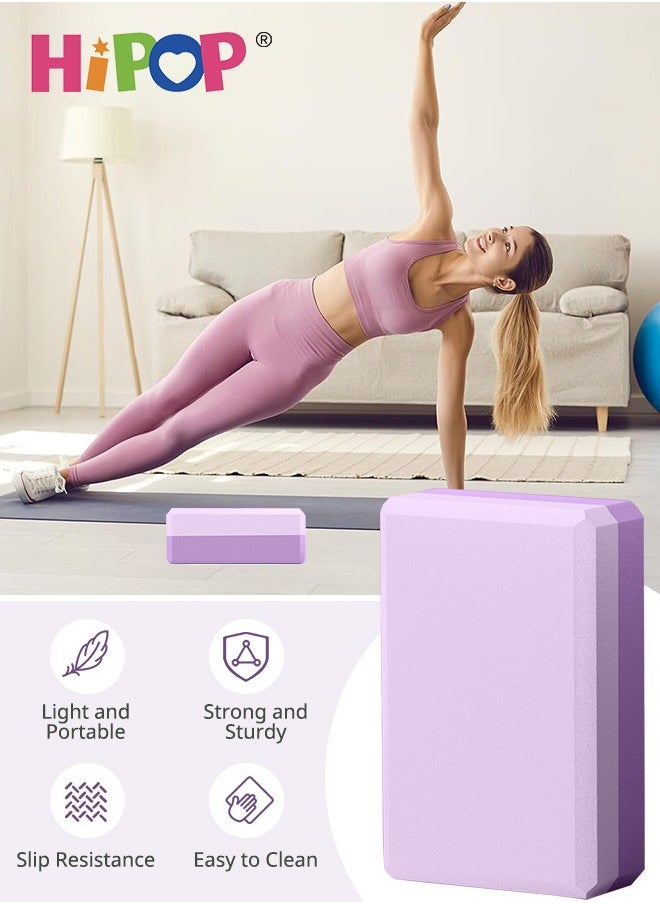 HIPOP 4Pcs Yoga Block Set, 300g High Density Yoga Bricks, EVA Foam Yoga Block with Non-Slip Surface, Gym Bricks for Yoga, Pilates, Meditation, with Two Yoga Pads, Purple  - Image 5