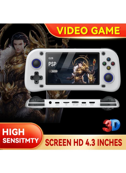 G28 Handheld Game Machine 4.3 Inch HD IPS Screen Retro Nostalgic PSP Arcade PS1 Game Machine-Model:G28 Black Without Card