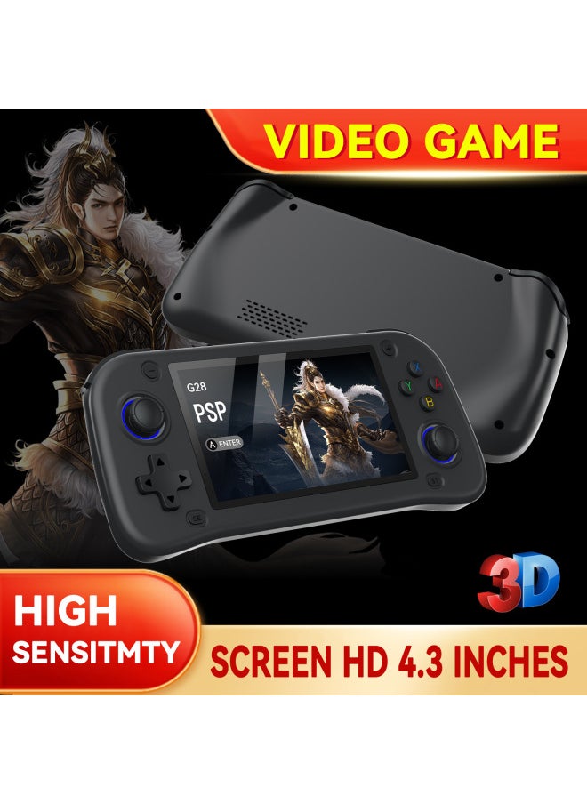 Generic - G28 Handheld Game Machine 4.3 Inch HD IPS Screen Retro Nostalgic PSP Arcade PS1 Game Machine-Model:G28 Black Without Card - Image 1