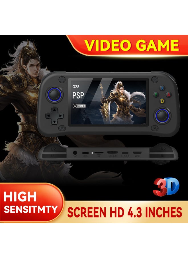 Generic - G28 Handheld Game Machine 4.3 Inch HD IPS Screen Retro Nostalgic PSP Arcade PS1 Game Machine-Model:G28 Black Without Card - Image 1